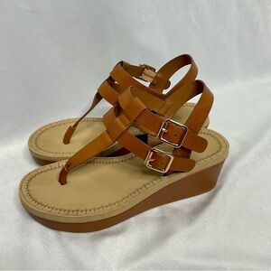 Journee Collection Bianca Thong Wedge Sandals Size 5 1/2
